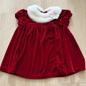 18m Jona Michelle Red Velvet Dress with White Fur Collar
